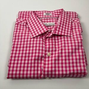 Peter Millar Pink and White Gingham Dress Shirt (b0068)